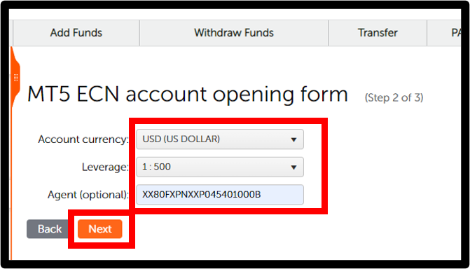 FXOPEN Open Account step3