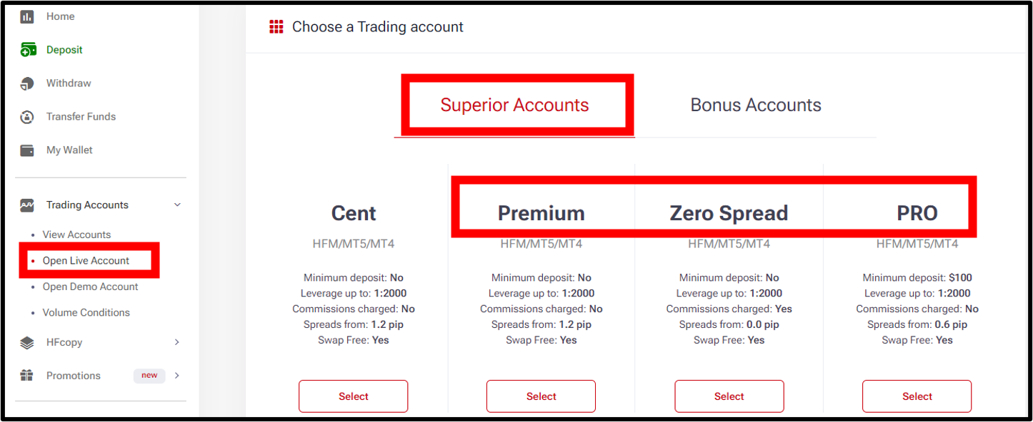 HFM Open Account step1