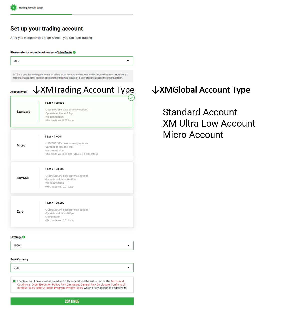 XM Open Account step2(account type)